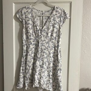 Abercrombie White Dress with Blue Floral Print